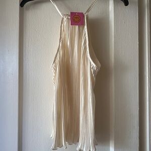 NWT Kiss Kiss Plisse Top in Cream Small